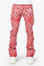 Blood Red Checkerboard Leather Pant