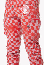 Blood Red Checkerboard Leather Pant