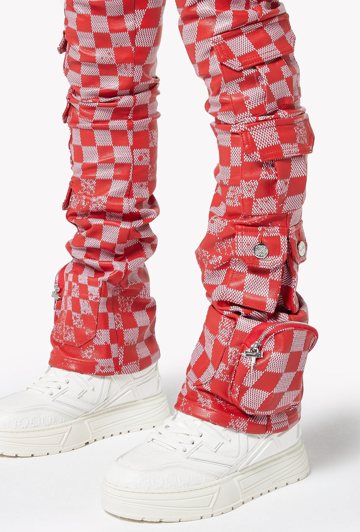 Blood Red Checkerboard Leather Pant