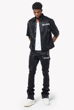 Obsidian Black Raindrop Leather Pant
