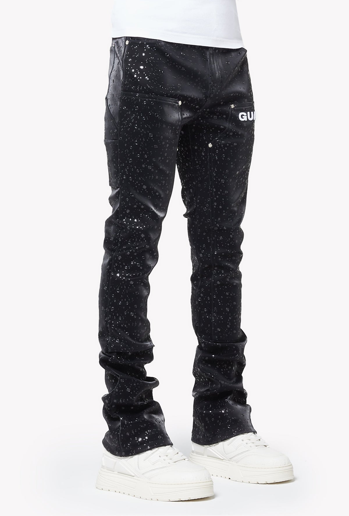 Obsidian Black Raindrop Leather Pant