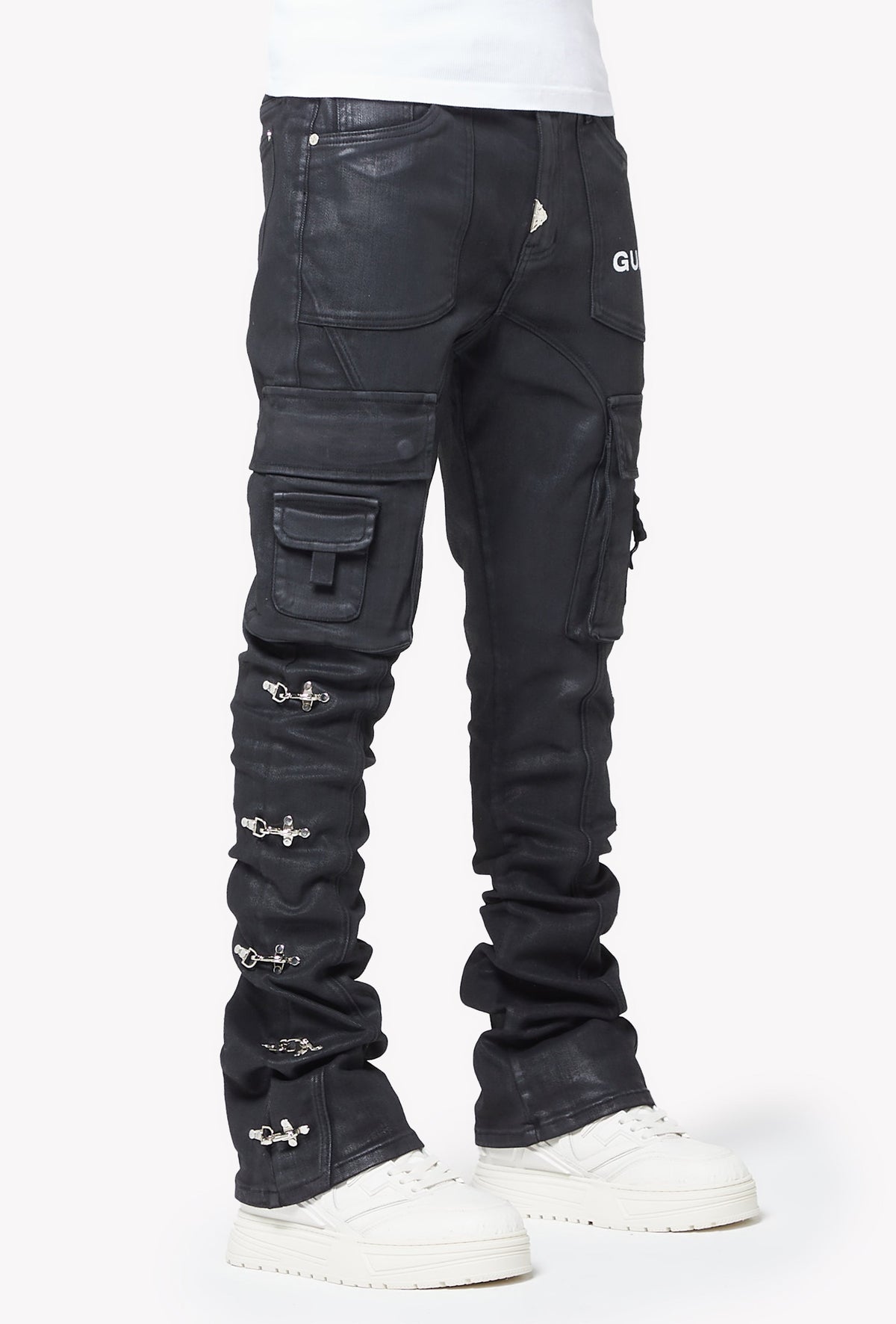Obsidian Black Waxed Cargo Denim