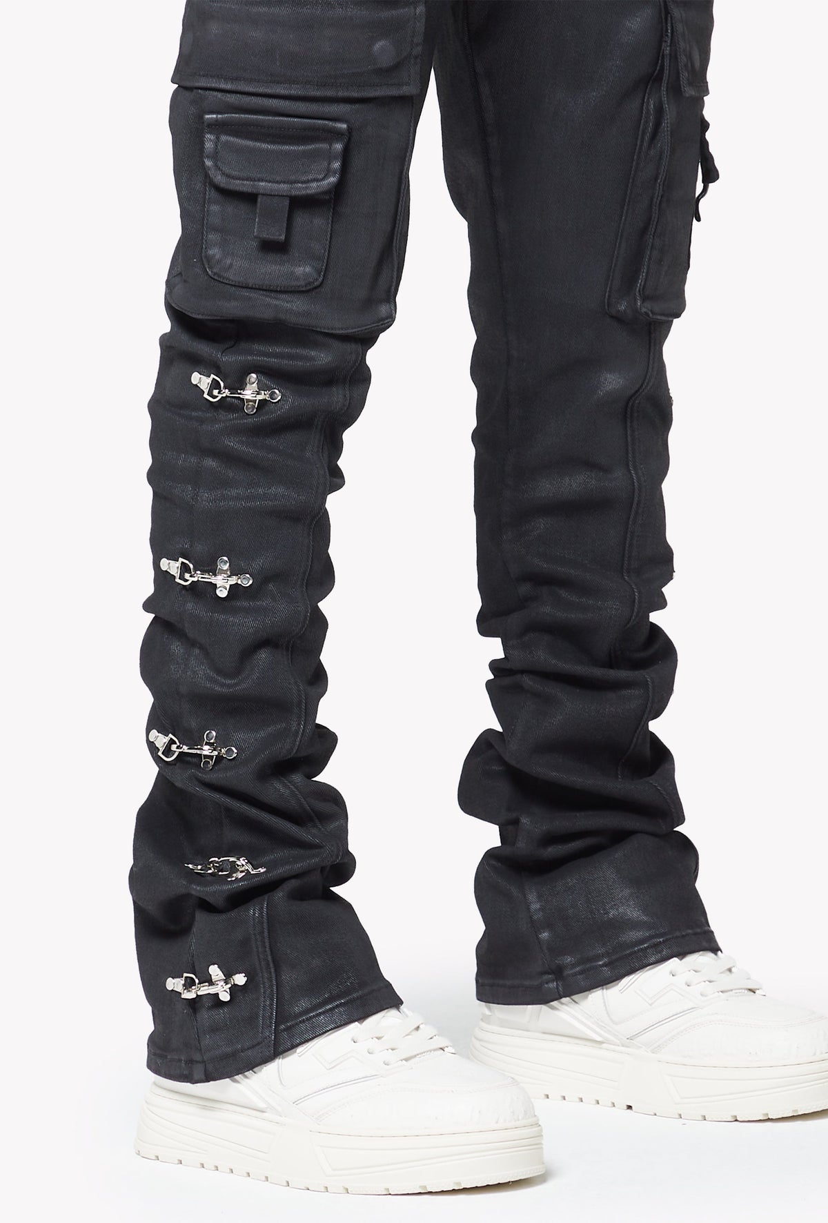 Obsidian Black Waxed Cargo Denim