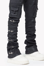 Obsidian Black Waxed Cargo Denim