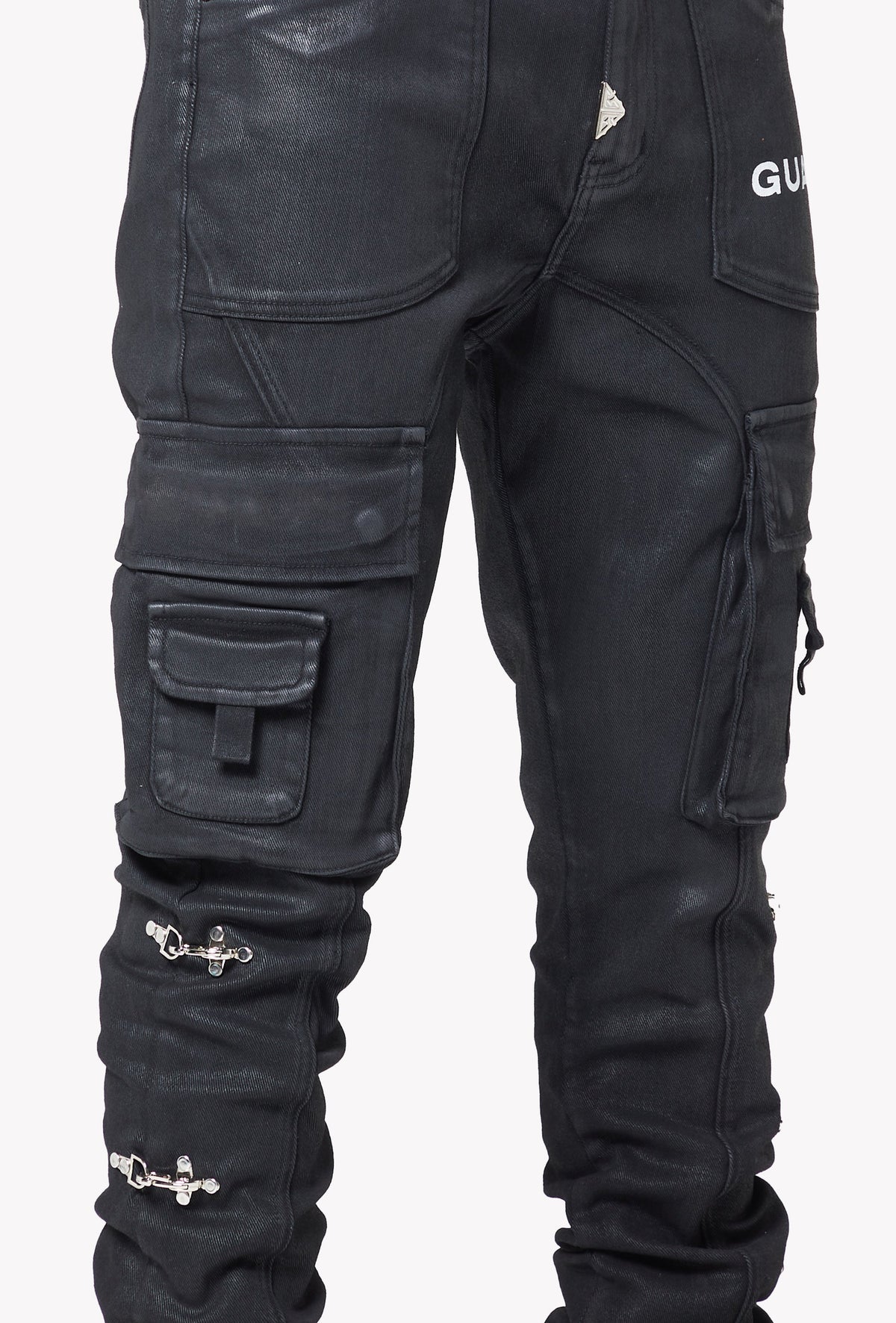 Obsidian Black Waxed Cargo Denim