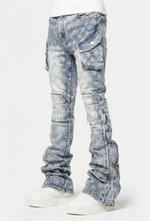 Aqua Blue Coffin Arc Embellished Denim