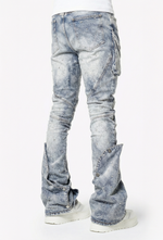 Aqua Blue Coffin Arc Embellished Denim